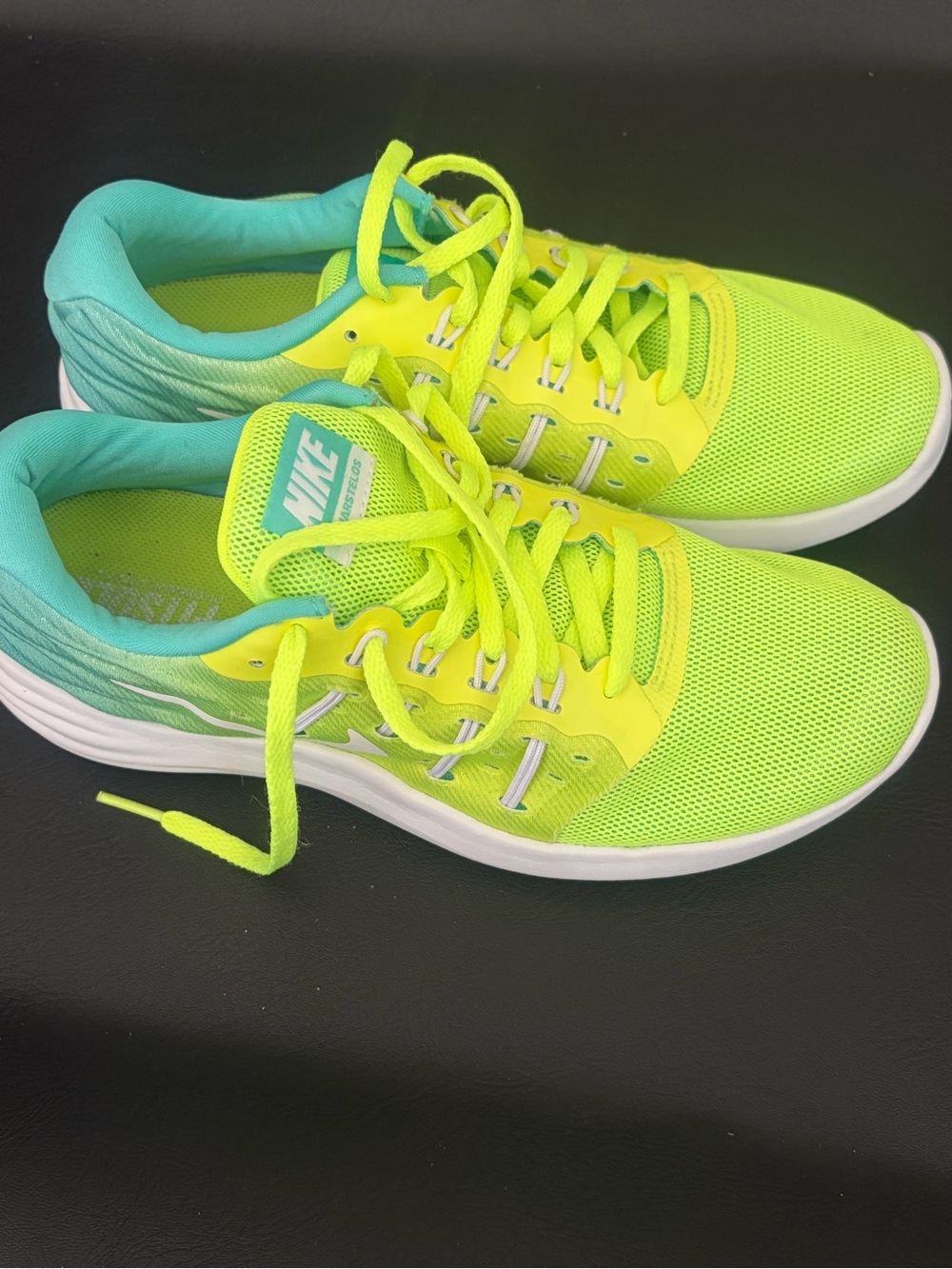 Nike Women’s Neon Yellow and Teal Running Sneakers